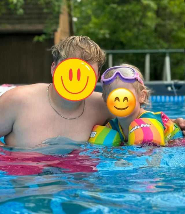 Customer review photo - child wearing swim goggles at pool